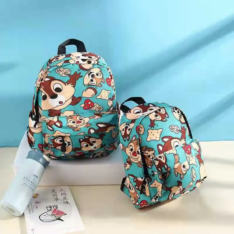 2021 Chip 'n' Dale Anime Zipper Backpack Student Girls Fashion Large Bag Chip and Dale Print Disney Anime Shoulders Bag