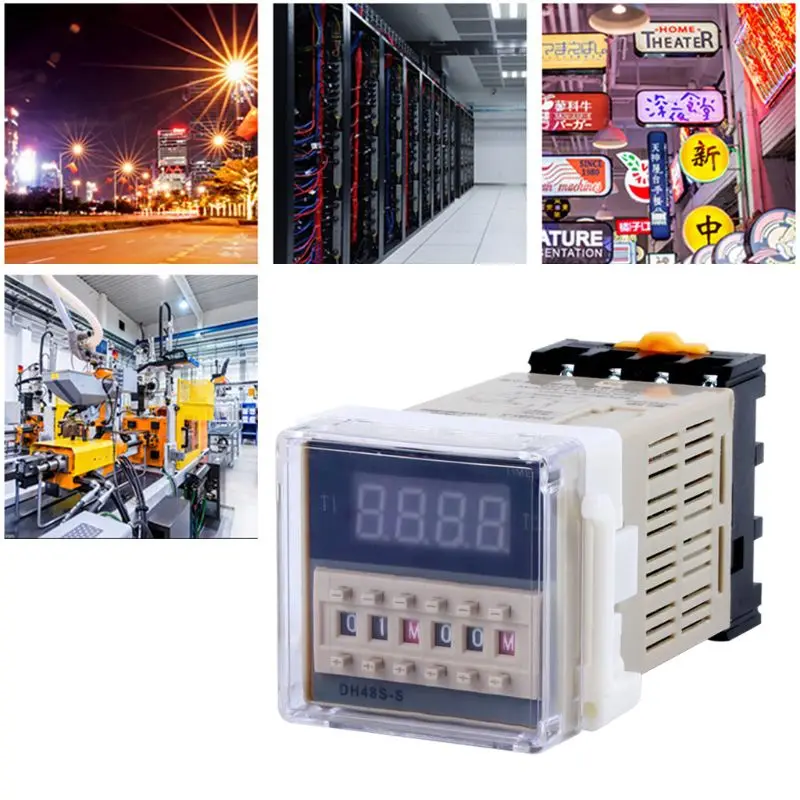 AC/DC 12V 24V 220V 380V DH48S-S Programmable Digital time relay cycle control Time Delay Relay Socket with Base | Обустройство дома