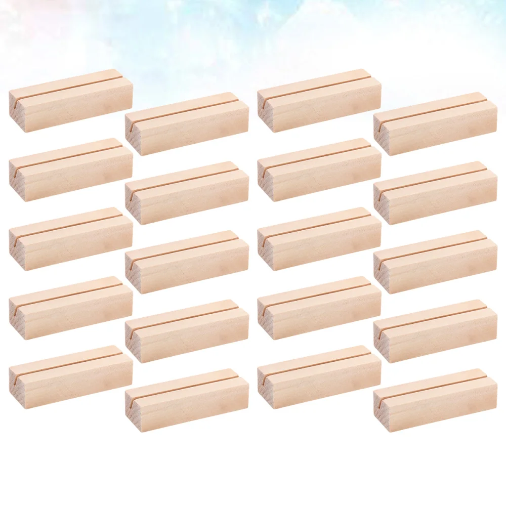 

20pcs Wooden Photo Stand Business Holder Rectangle Shaped Clip Picture Holder Memo Holder for Home Office