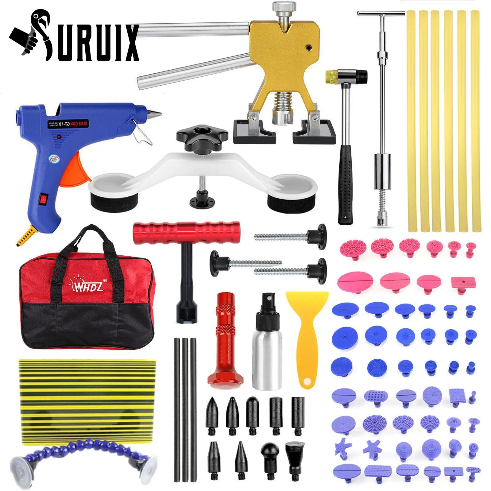 

Auto Paintless Dent Repair Kits Car Dent Puller with Bridge Dent Puller Full Set Dent Remover Tools for Door Dings Hail Damage
