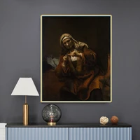 old woman cutting her nails by rembrandt canvas oil painting famous art poster picture wall decor home living room decoration