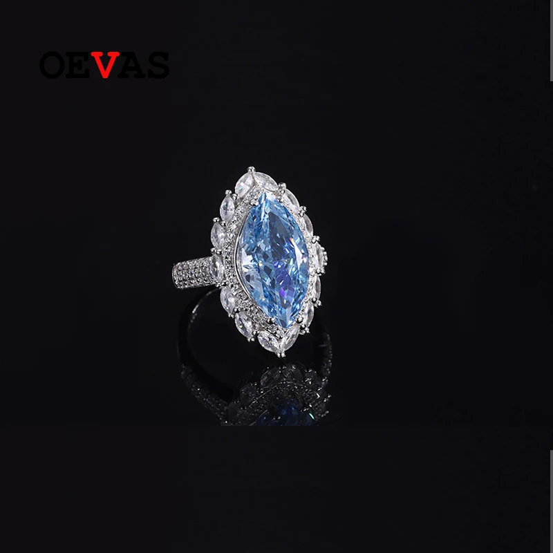 OEVAS 100% Серебро 925 пробы 9*18 мм Аквамарин розовый высокоуглеродистые бриллиантовые