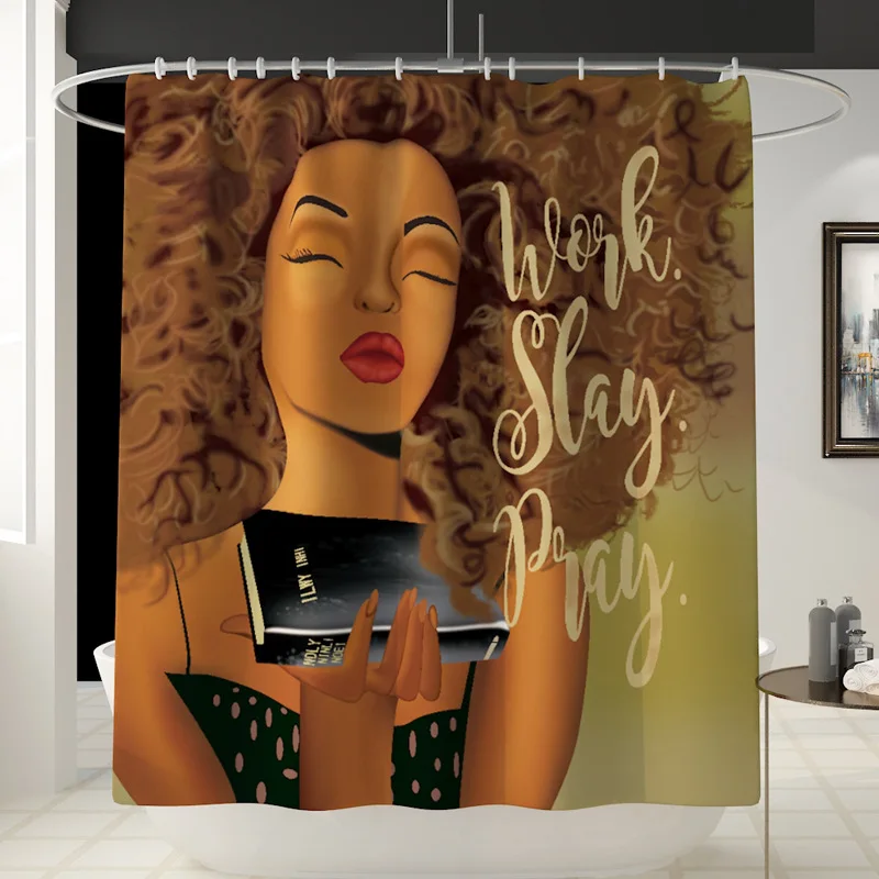 Тканевая занавеска для душа в африканском стиле девочек Нескользящие Коврики