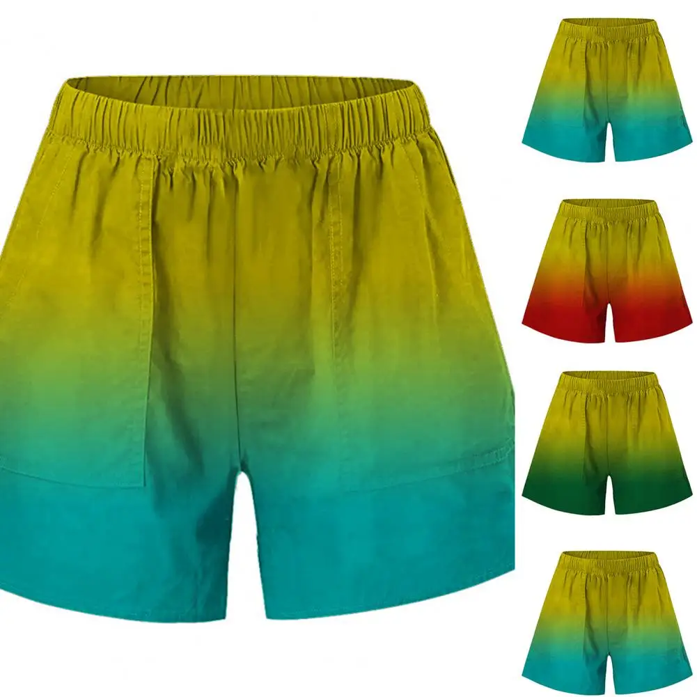 

Gradient Color Shorts Women Elastic High Waist Woman Shorts Summer Casual Short Women Plus Size Pocket Loose Shorts Femme Shorts