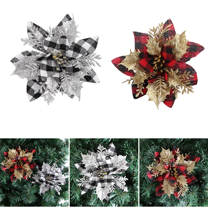 

Искусственный цветок, рождественские декоративные блестящие цветы, Рождественская елка, свадебное украшение, распродажа