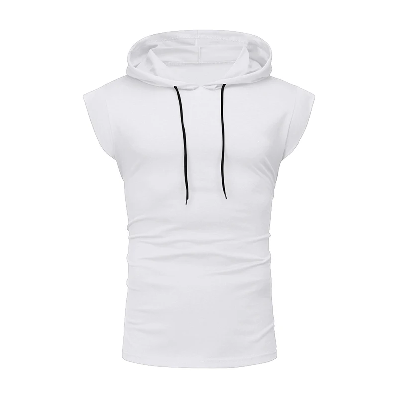 

Mens Tank Top Summer Sleeveless Tops Drawstring Men Clothing White Hooded Casual Black Vests Sleeveless Slim Fit Men T Shirt