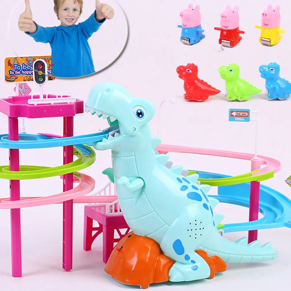 Детский игровой комплекс "Динозавровый рай": свинки, лестницы, дорожки, горки, сборка с музыкой, яркая расцветка.