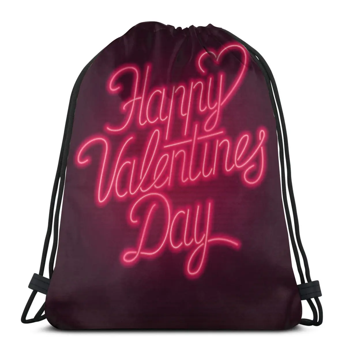 

Fashion Happy Valentines Day Sign Bag Outdoor Fitness Drawstring Beam Mouth Backpack Sports Bag Travel Backpack for Teenage