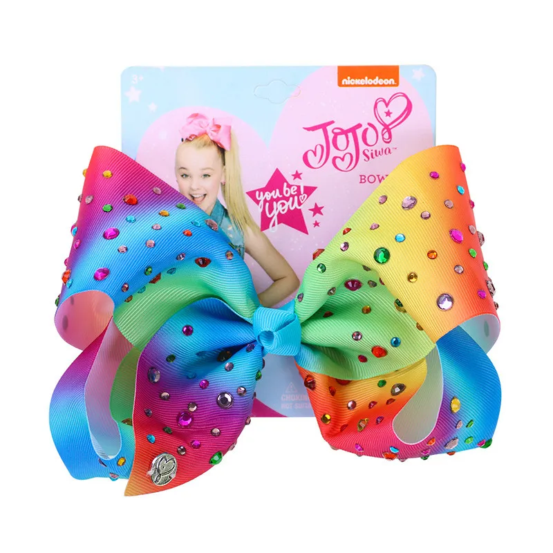 

Большие вышитые банты Jojo Siwa, зажимы для детей, аксессуары для волос для вечеринок, 8 дюймов