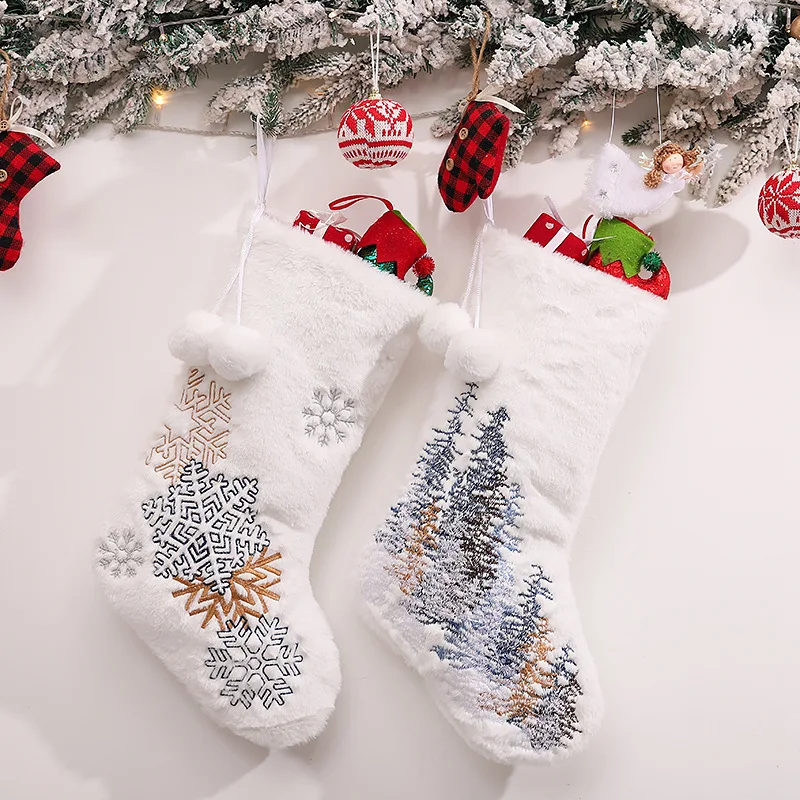 

2022 New Year Christmas Stocking Sack Diy Natal Gift Candy Bag Christmas Decorations for Home Knitted Sock Christmas Tree Decor
