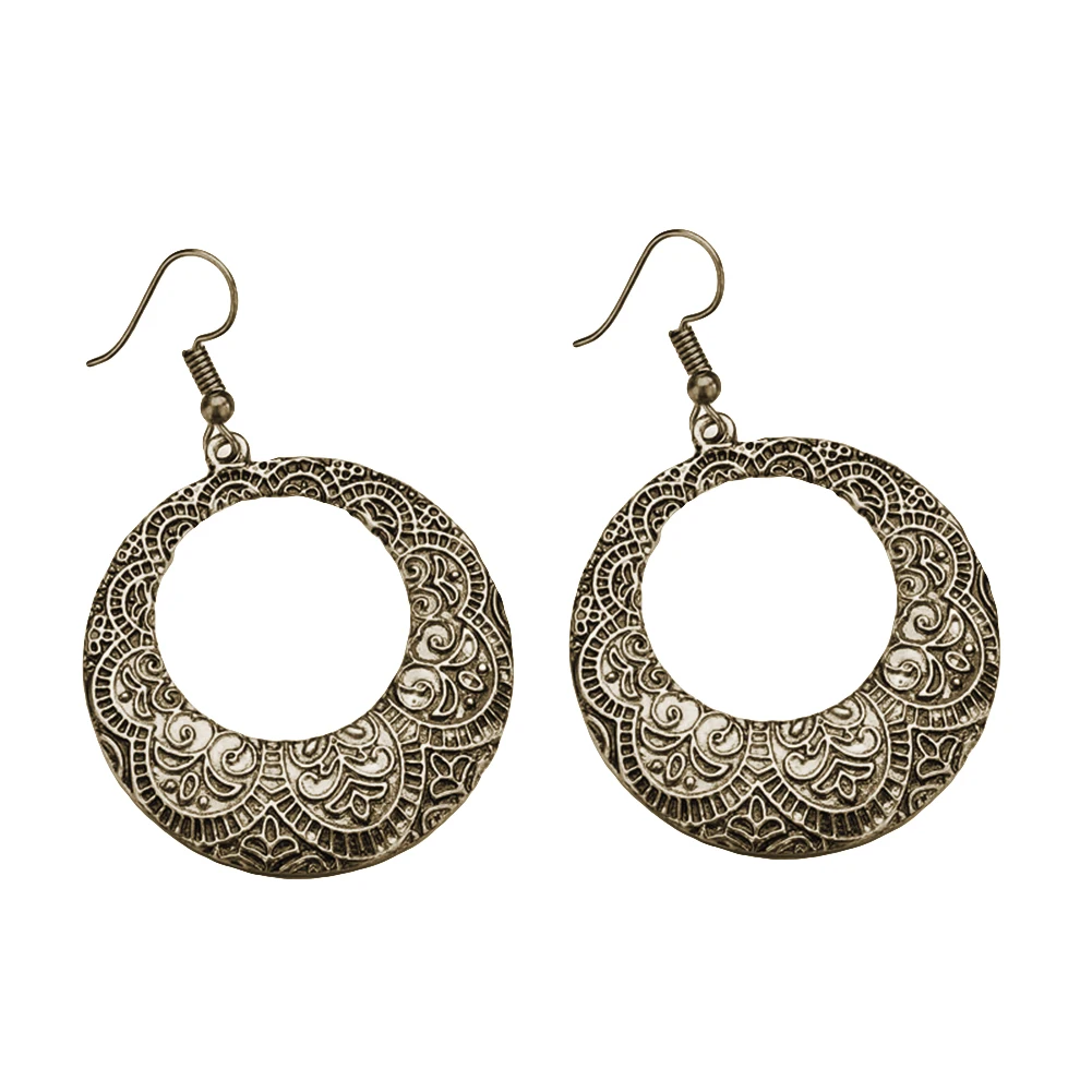 Женские Цветочные Резные полые большие круглые висячие серьги на крючке