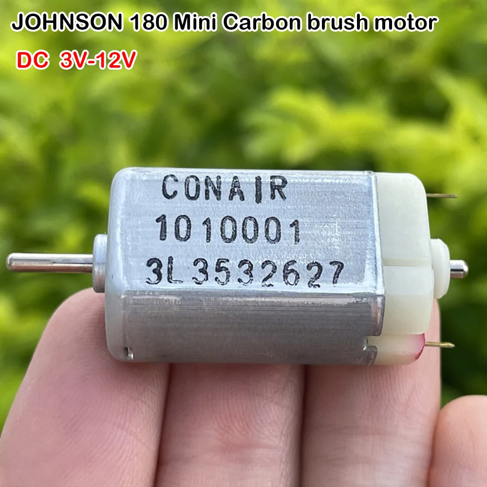 Карбоновый щеточный двигатель JOHNSON Micro 180, 3-12 В постоянного тока, 13600 об/мин, большой крутящий момент, маленькая электрическая игрушка, Мощное магнитное электрическое оборудование