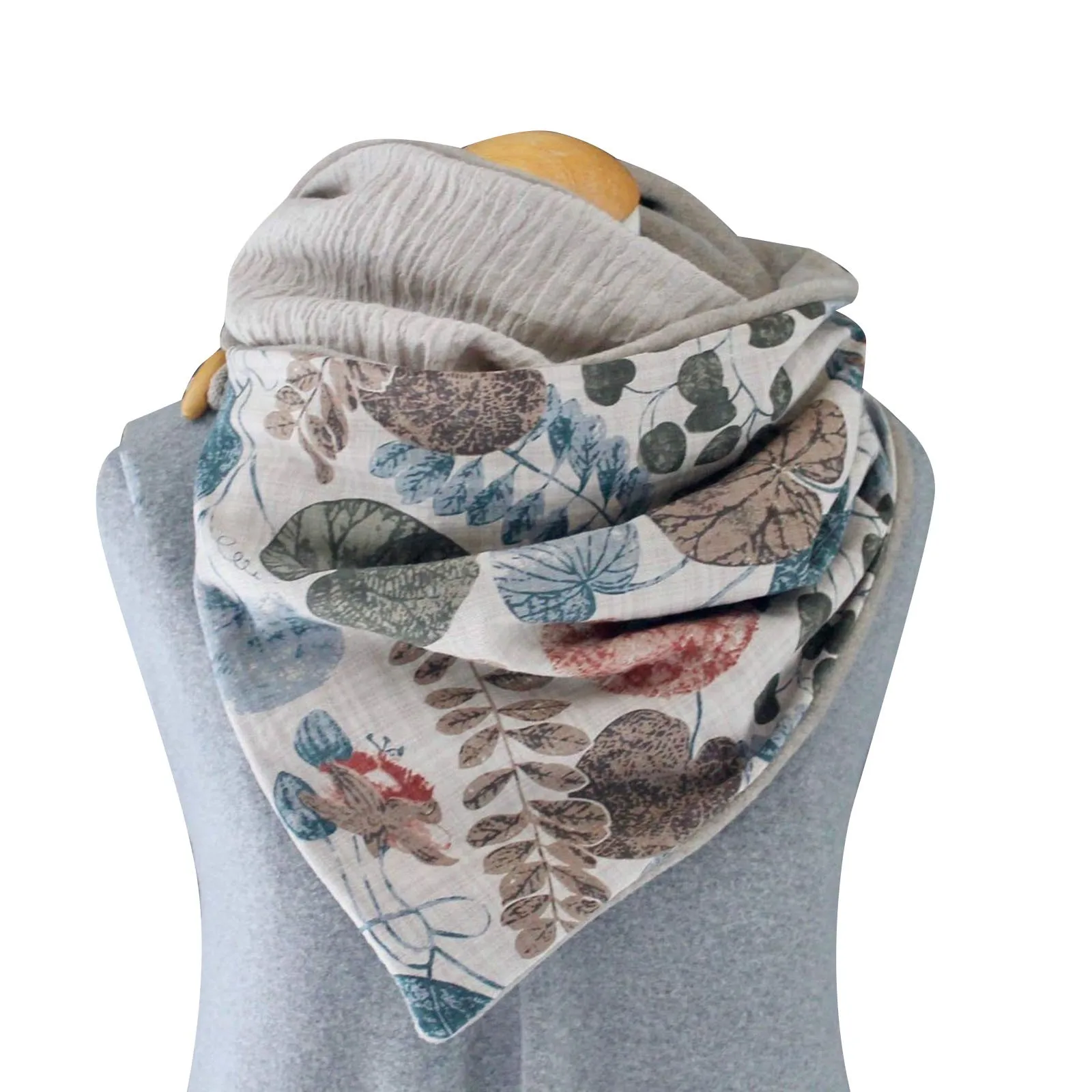 

Face Cover Scarves Women Winter Printing Button Shawls Soft Wrap Warm Casual Scarf Fashion Retro Female Multi-Purpose Shawl