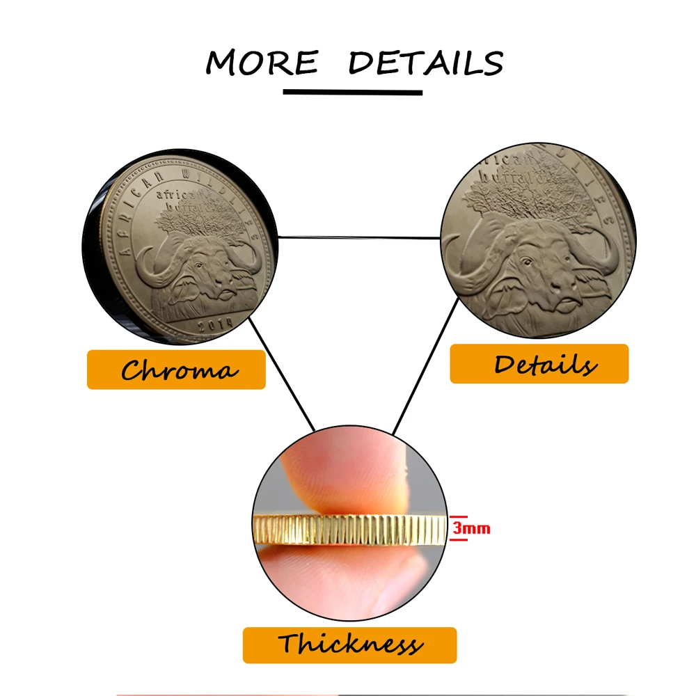 2014 в африканском стиле дикой природы буйвола золотые монеты Challenge Коллекционные