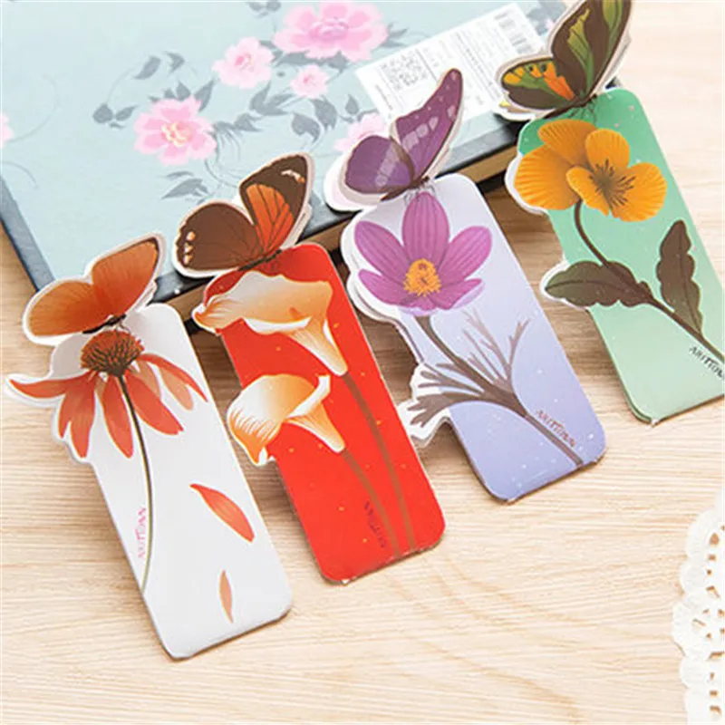 

10pcs Cute Beautiful Butterfly Bookmarks Shape kawaii paper bookmarks for books christmas Gift Student stationery random style