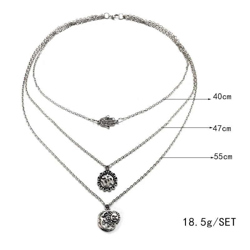 Женское многослойное ожерелье с подвеской в виде Луны круга карты|Ожерелья