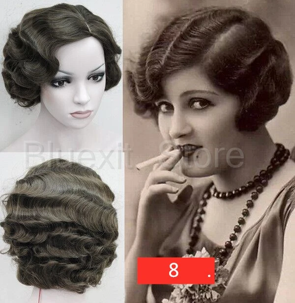 Женский винтажный короткий вьющийся парик 10 цветов в викторианском стиле 1920 х