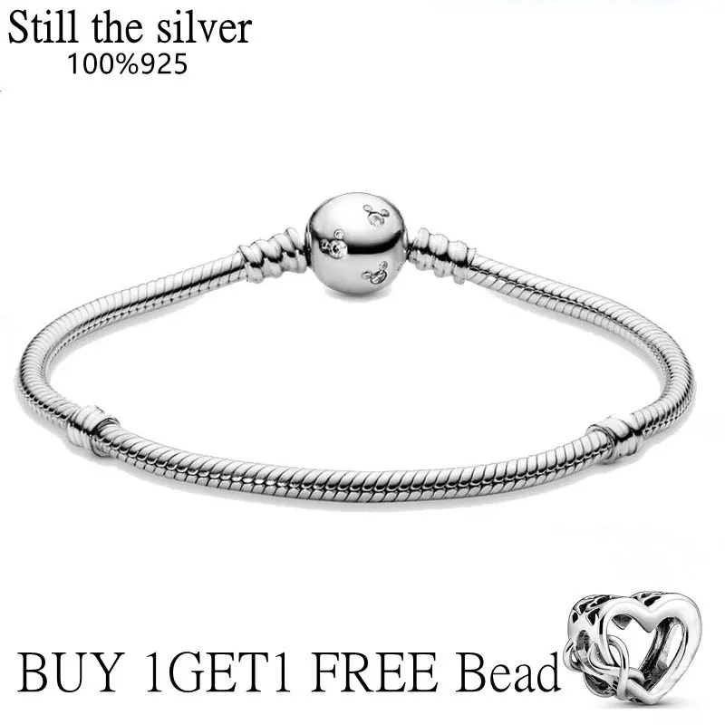 

Original Luxury Real 100% 925 Sterling Silver pan bracelet for Women Snake Chain Bangle Authentic Charm high quality DIY Jewelry
