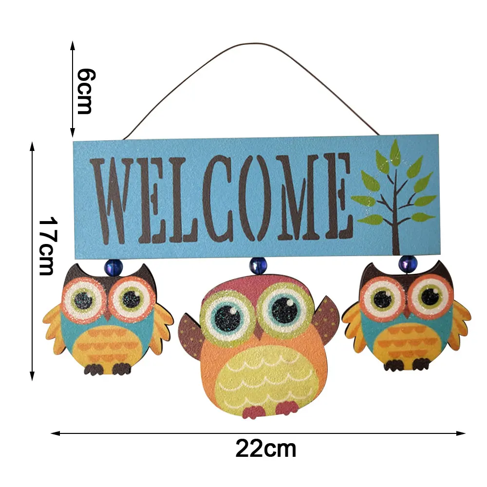 Owls Welcome Sign Wooden Hanging Door for Porch Patio Front Decor Home Garden Decorative Wall Ornament | Дом и сад