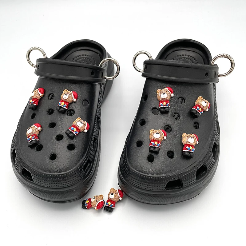 

Original Christmas Theme Cute Bear Icon Resin Decoration Croc Shoe Charms JIBZ Pins DIY Fit For Kids Clogs Slippers Accessories