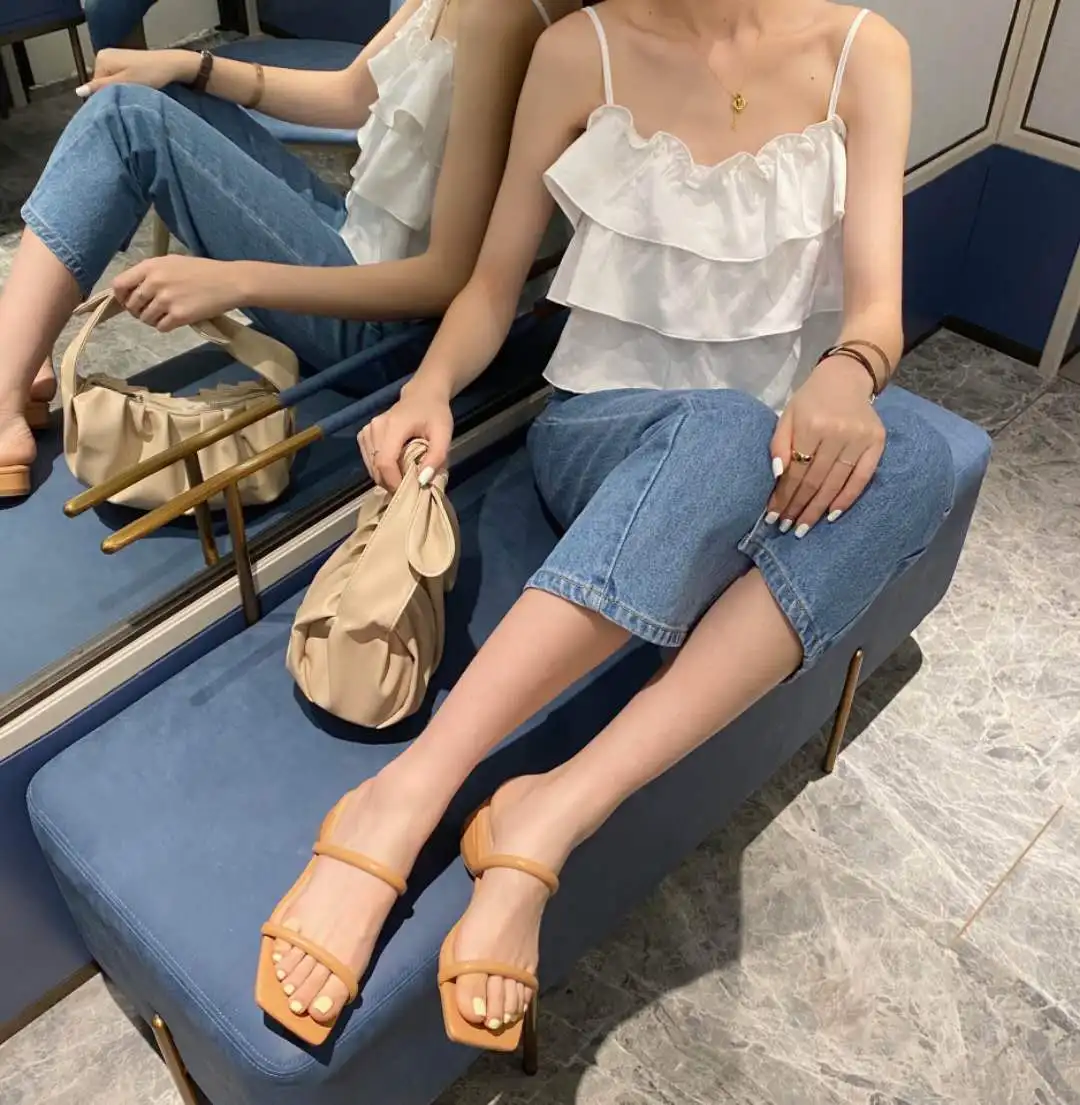 

2021 сандалии женский ins; В стиле «Джокер» для того, чтобы носить Новинка модные летние тапочки; Подошва с в римском стиле; Большие размеры lykj yzl