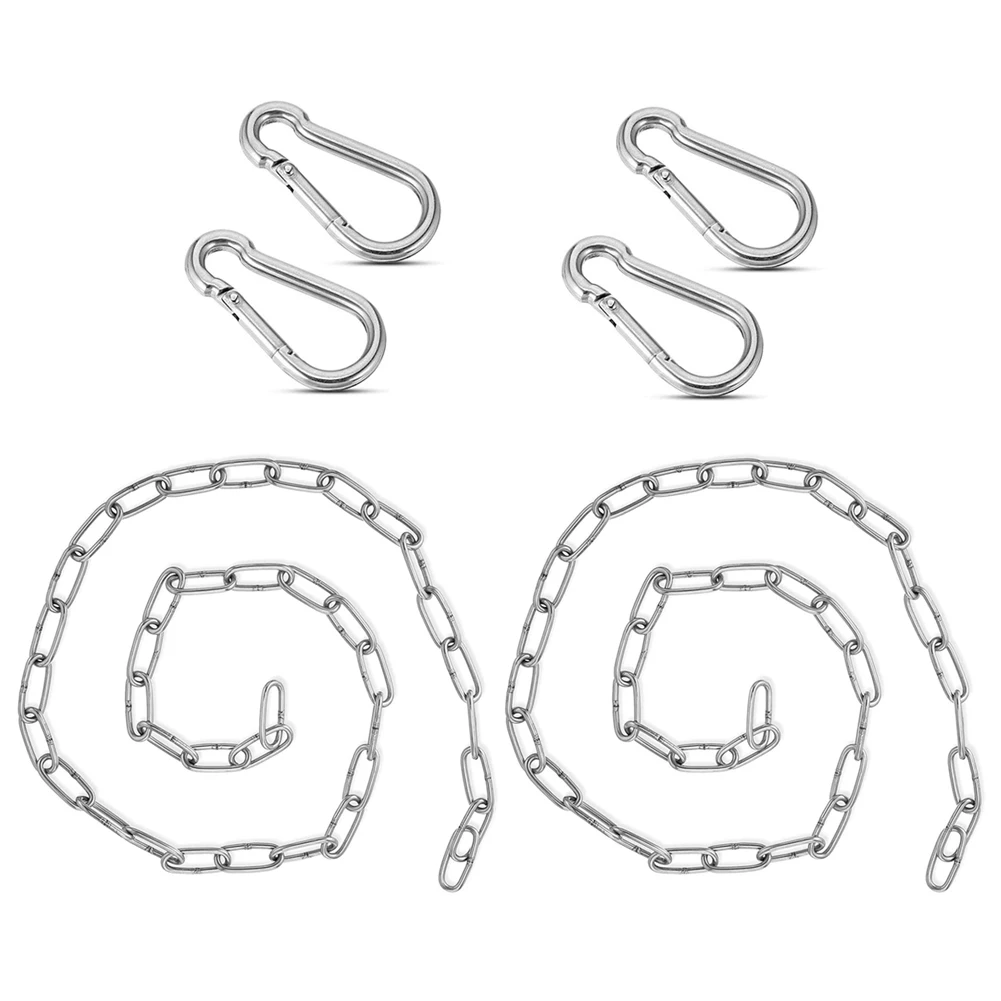 

2Set Stainless Steel Hanging Chair Chain Kits Hammock Swing Hooks Straps With Carabiners Hardware Accessories Hanging Chain