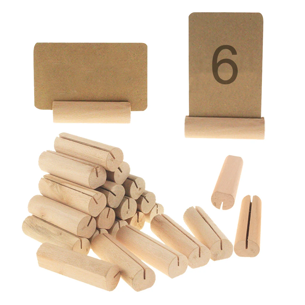 

20pcs/Set Wedding Card Clips Engagement Desktop Reception Wooden Name Card Stands Photo Ticket Holders Desk Party Supplies