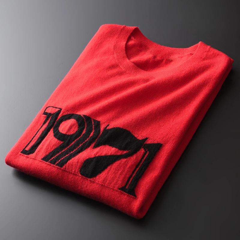 Minglu протектор шерсть мужские свитера класса люкс с буквенным принтом