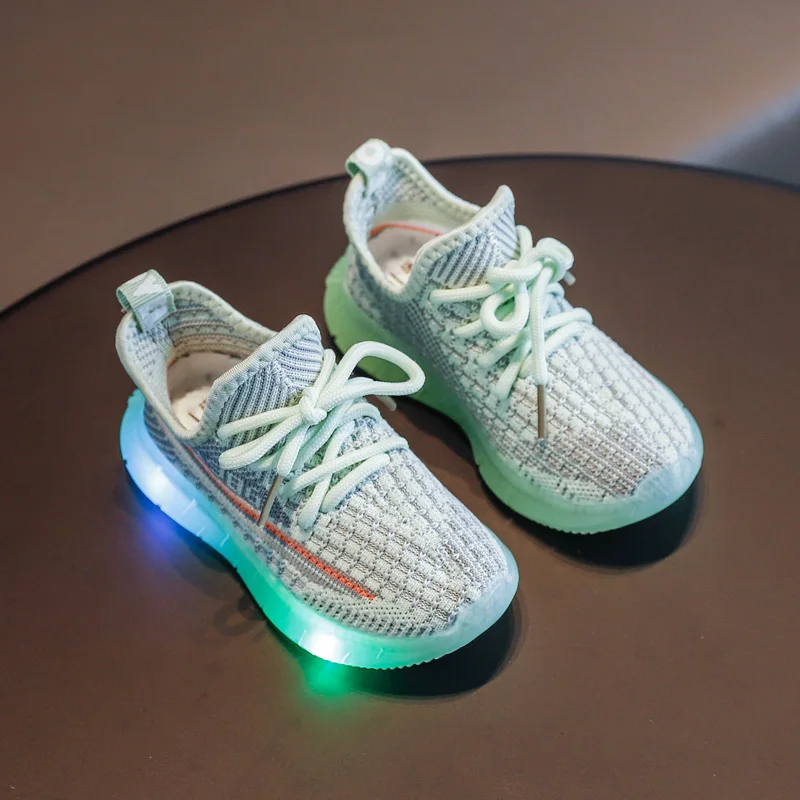 

PatPat Toddler / Kids Breathable Knitted Striped Lace-up LED Sneakers