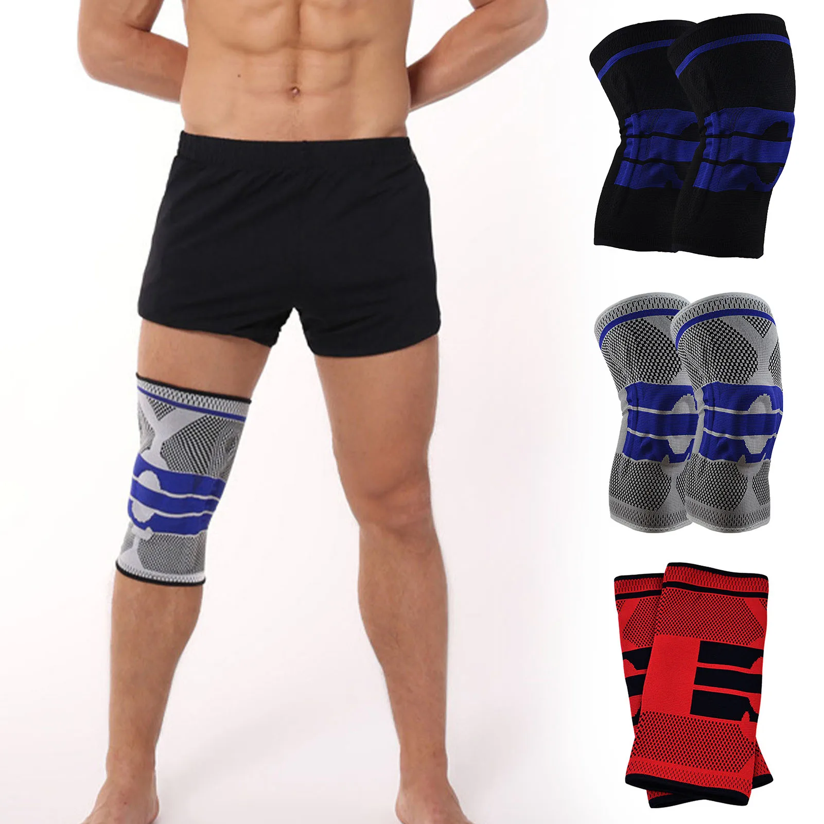 

2 Pack Knee Brace Sleeve Knee Wraps with Silicone Spring Support