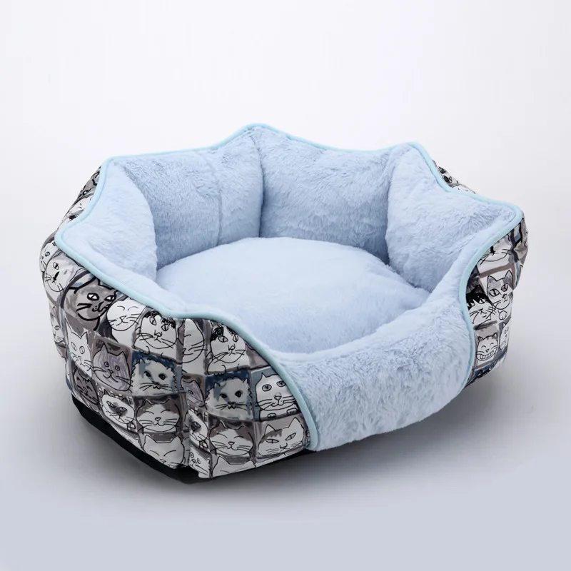 Плюшевый коврик-гнездо для кошек, собачье гнездо, Съемный и моющийся, для маленьких собак, креативные товары для домашних животных, зимняя теплая кровать для собак, коврик для собак