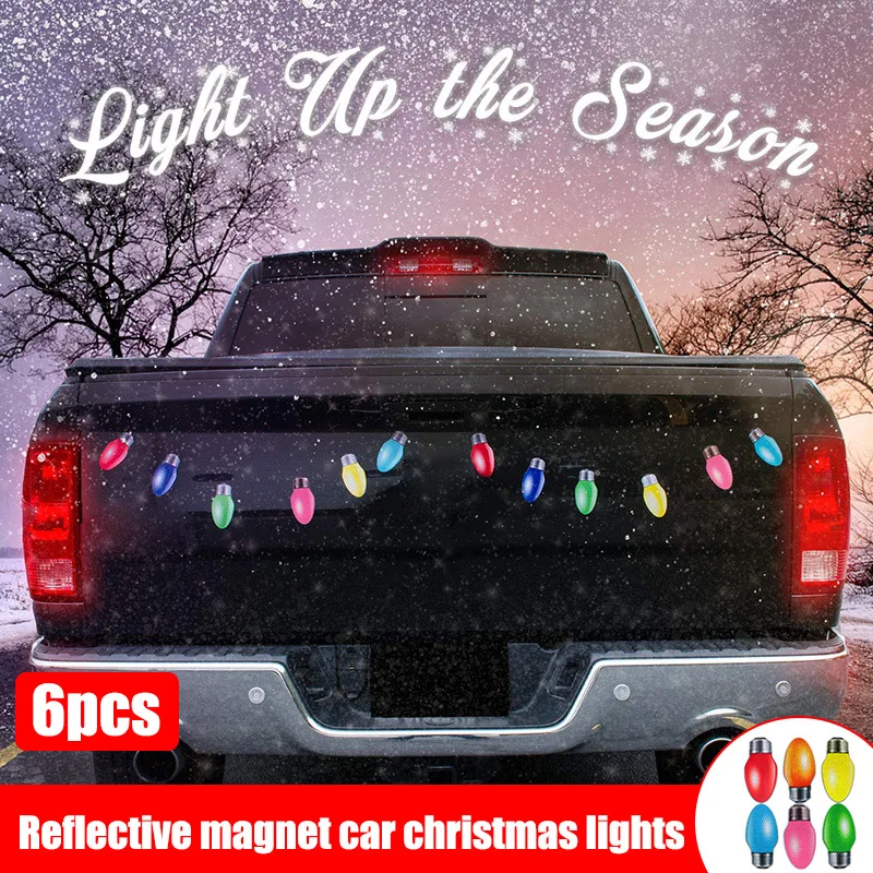 6 шт. светоотражающие наклейки автомобильные Рождественские огни Набор наклеек