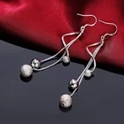 Женские Висячие серьги из серебра 925 пробы, висячие серьги-подвески с гладкими шлифовальными шариками, длинные змеиные цепи, свадебные украшения