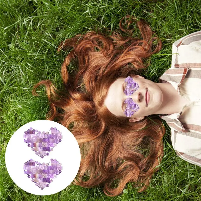 

1 Pair Natural Jade Sleep Eye Cover Woven Amethyst Blindfold Relief Eye Cover Eye Mask Eyeshade Therapy Blindfold Cool Eye Mask