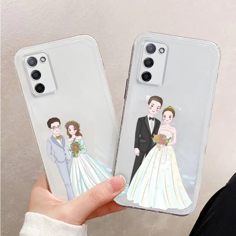 

wedding Bride romantic couple Phone Case For Xiaomi Mi 11 Ultra Lite 10 Redmi Note 9 8 7 9a K30S K40 Pro Transparent Coque