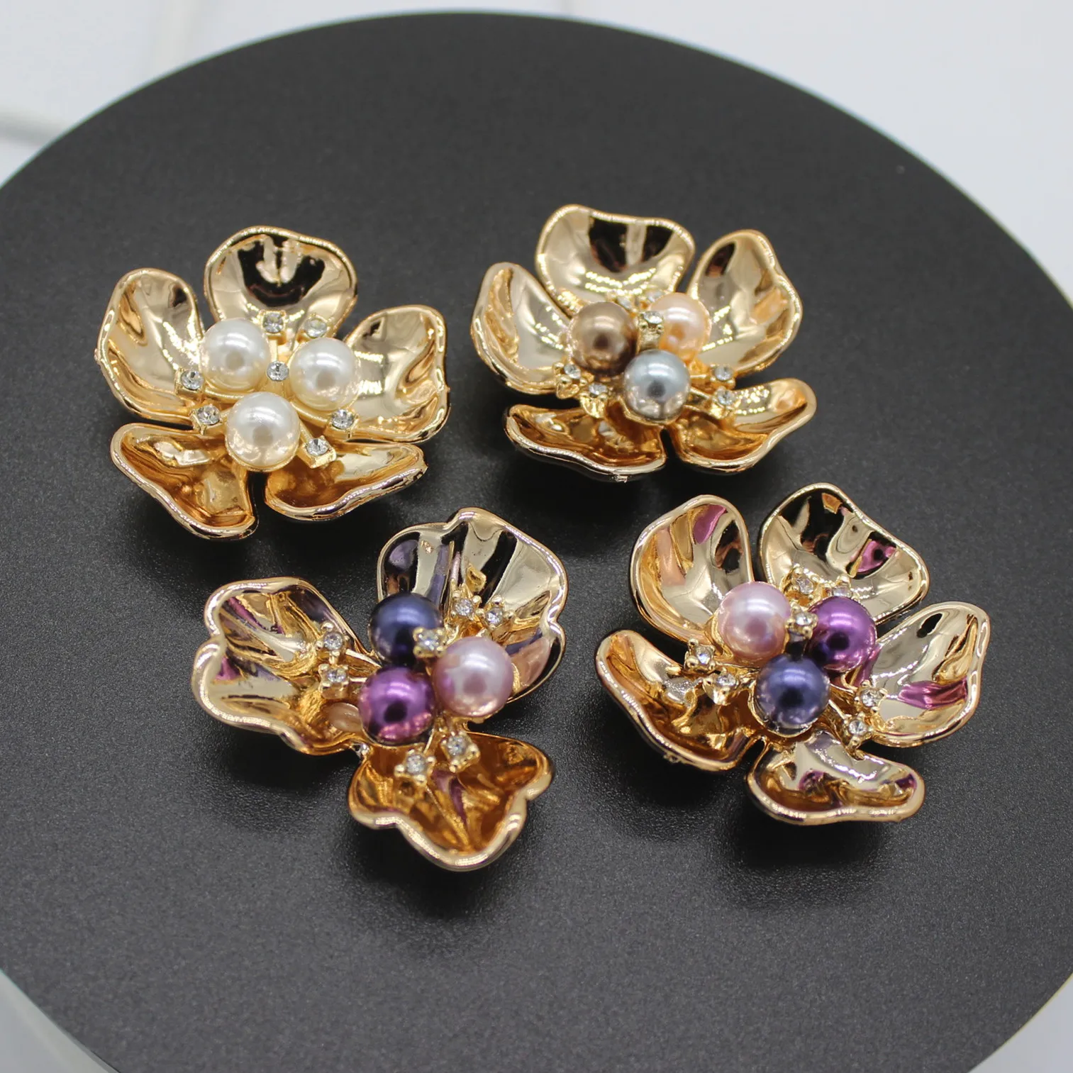 

10 шт. 38 мм 36 мм металлический сплав искусственная раковина, жемчуг тычинка цветы DIY ювелирных изделий