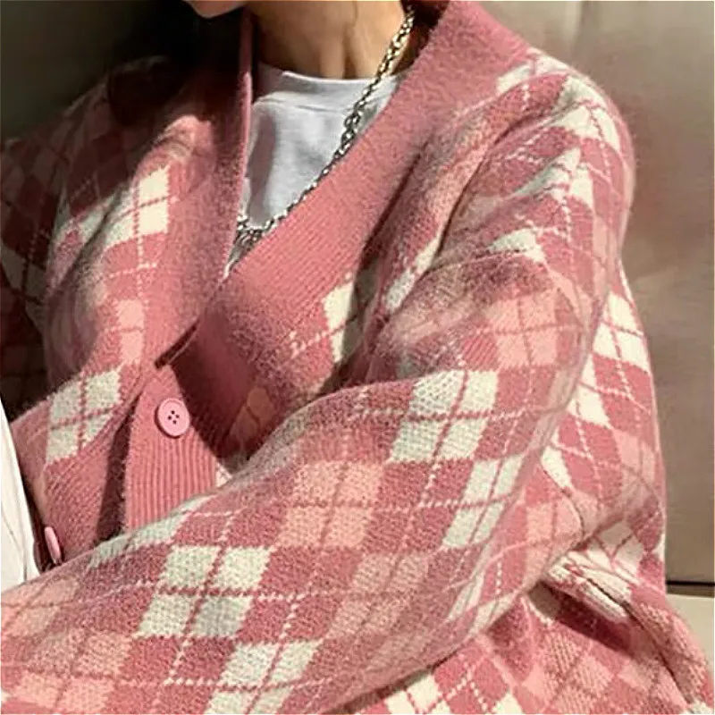 

Cardigan Sweater Women 's 2021 Youth Spring and Autumn V-Neck Single Breasted Retro Long-Sleeved Knitted Top