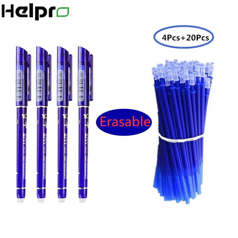 Helpro 4 + 20 шт/набор стираемая гелевая ручка набор стержень для заправки 0 5 мм синие