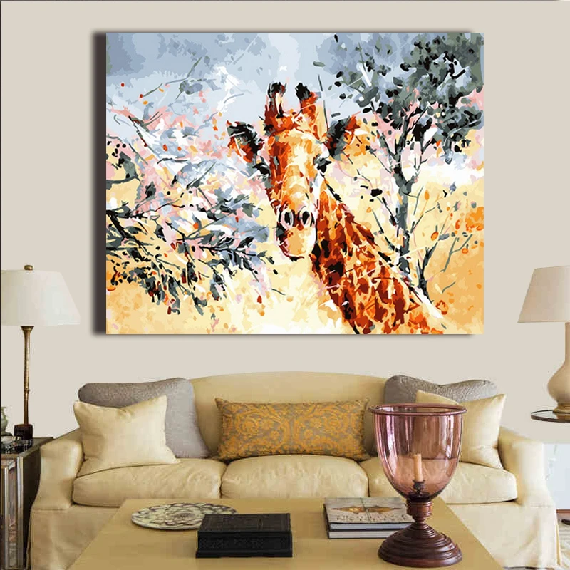 DIY Цифровая живопись Масляная картина олень животное маслом Художественная