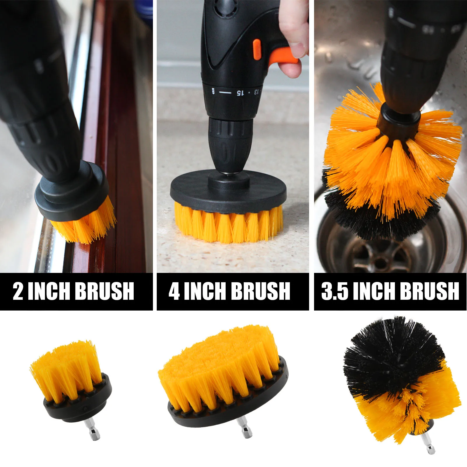

2/3.5/4'' Electric Scrubber Brush Drill Brush Kit Plastic Round Cleaning Brush Tool for Carpet Glass Car Tires Nylon Brushes