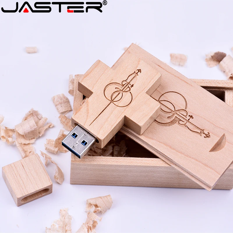 

JASTER wooden Cross USB + box USB Flash Drive memory stick pendrive 8GB 16GB 32GB 64GB 128GB Flashdrive custom LOGO church gift