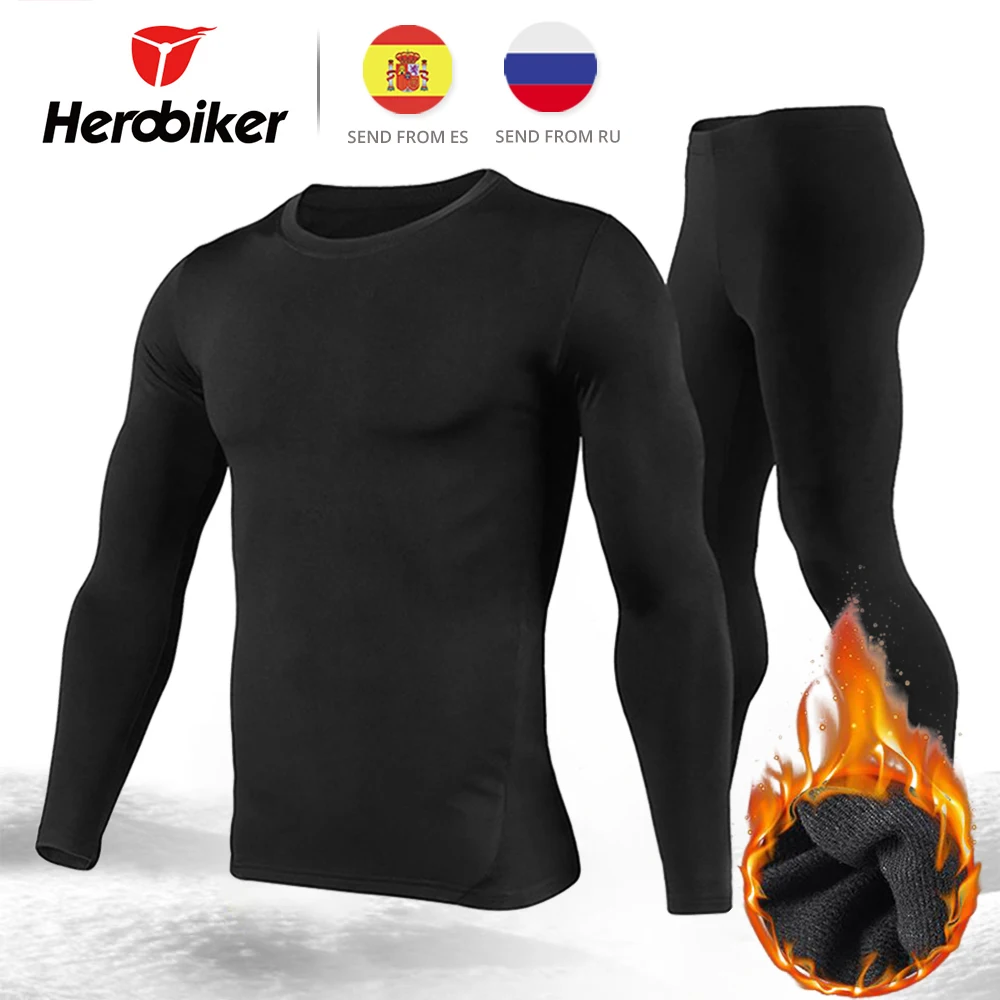 

Herobiker Men's Fleece Lined Thermal Underwear Set Motorcycle Skiing Base Layer Winter Warm Long Johns Shirts & Tops Bottom Suit