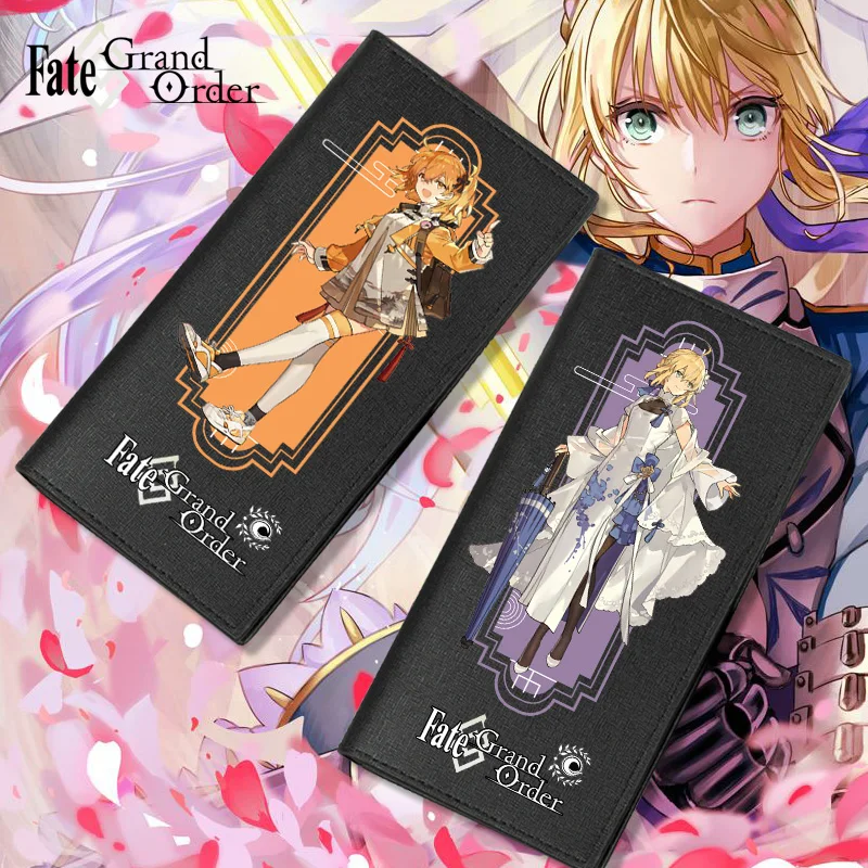 

Длинный кошелек с рисунком из аниме Fate/Grand Order Fujimaru Ritsuka Saber Mash Kyrielight, складной кошелек из искусственной кожи, мультяшный держатель для карт, с...