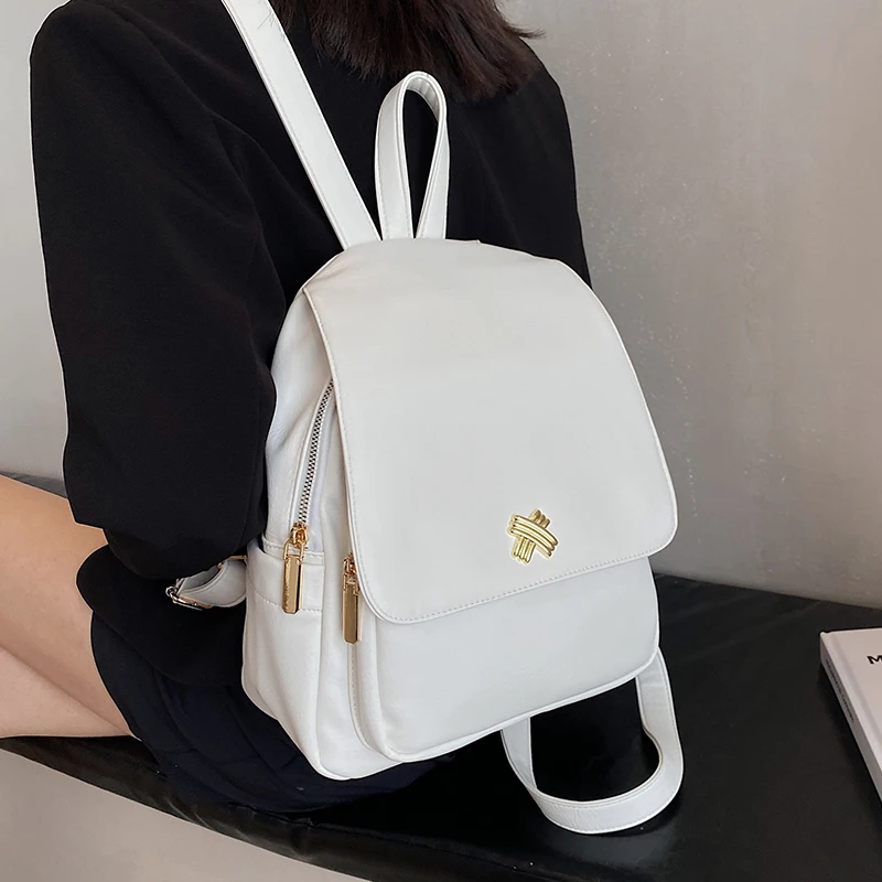 

NEW Niche Design Large-capacity Women's Backpack 2021 Fashion Korean Wild Student School Bag Leisure Travel Backpack Width: 24cm