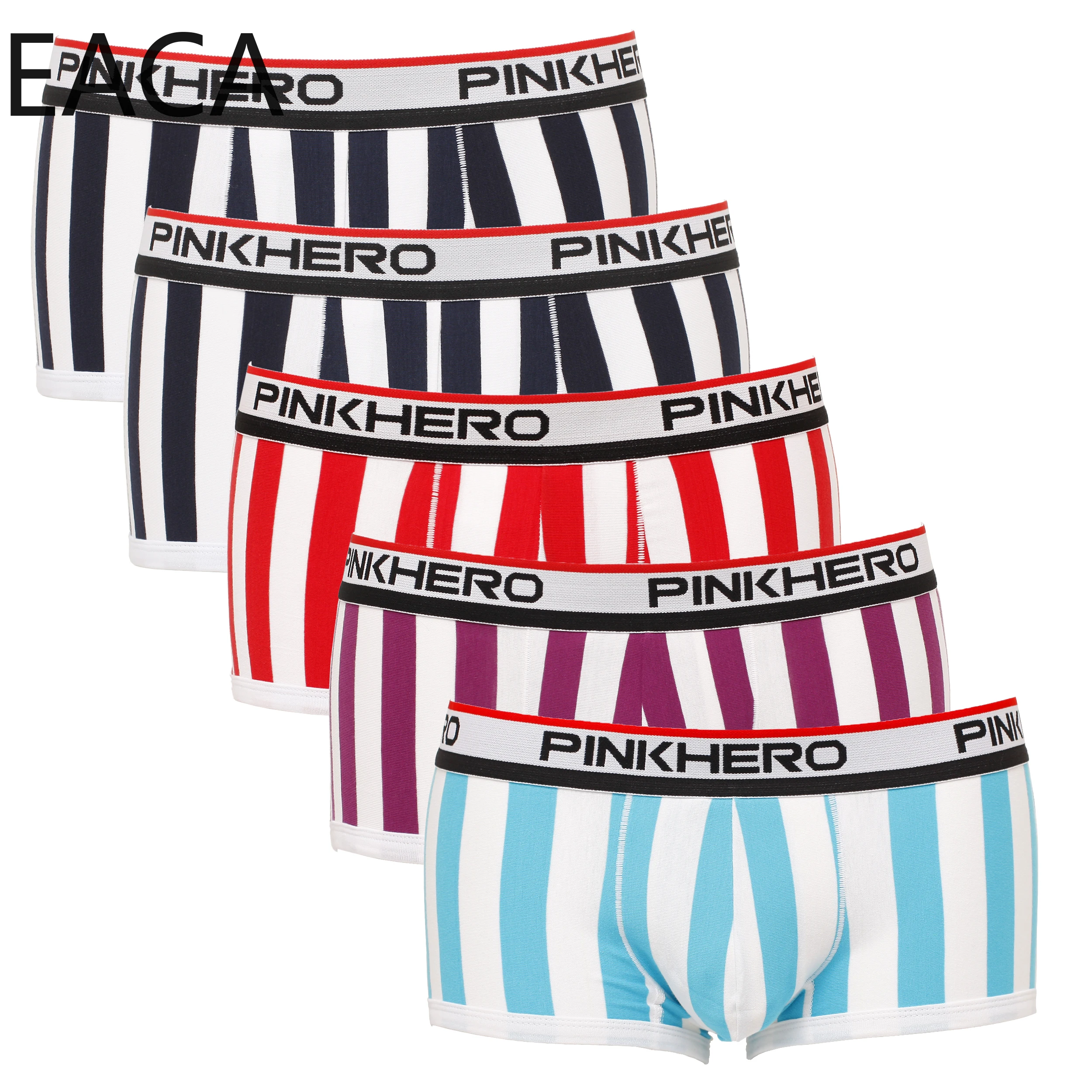 

5pcs/Lot PINK HEROES Striped Sexy Boys Underwear Boxer Men's Cotton Underpants Fashion Classic Male Comfortable Panties Boxer