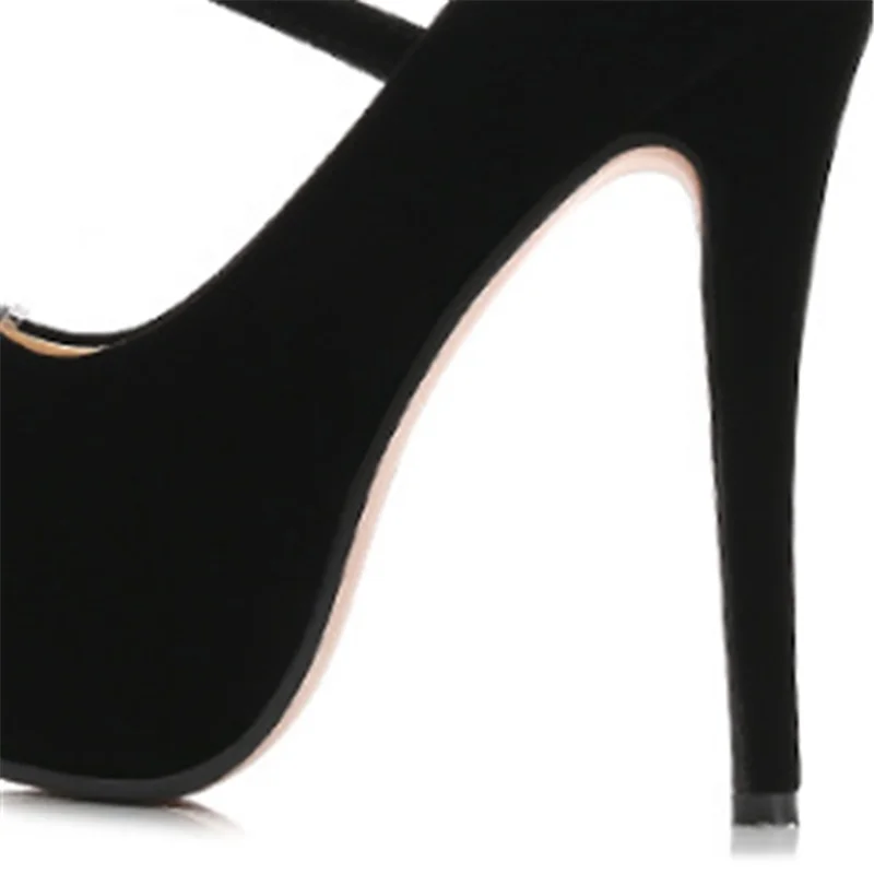 

Women's Suede Wedding Shoes Fashion High heel Women Pump Concise Buckle Super High Heels Party Shoes Woman large sizies 35-46