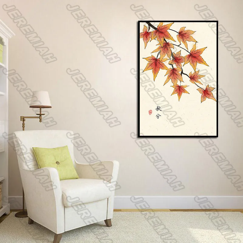 

Persimmon Wheat Crane Maple Leaf Poster Nordic Style Wall Art Canvas Print Painting Modern Living Room Decoration