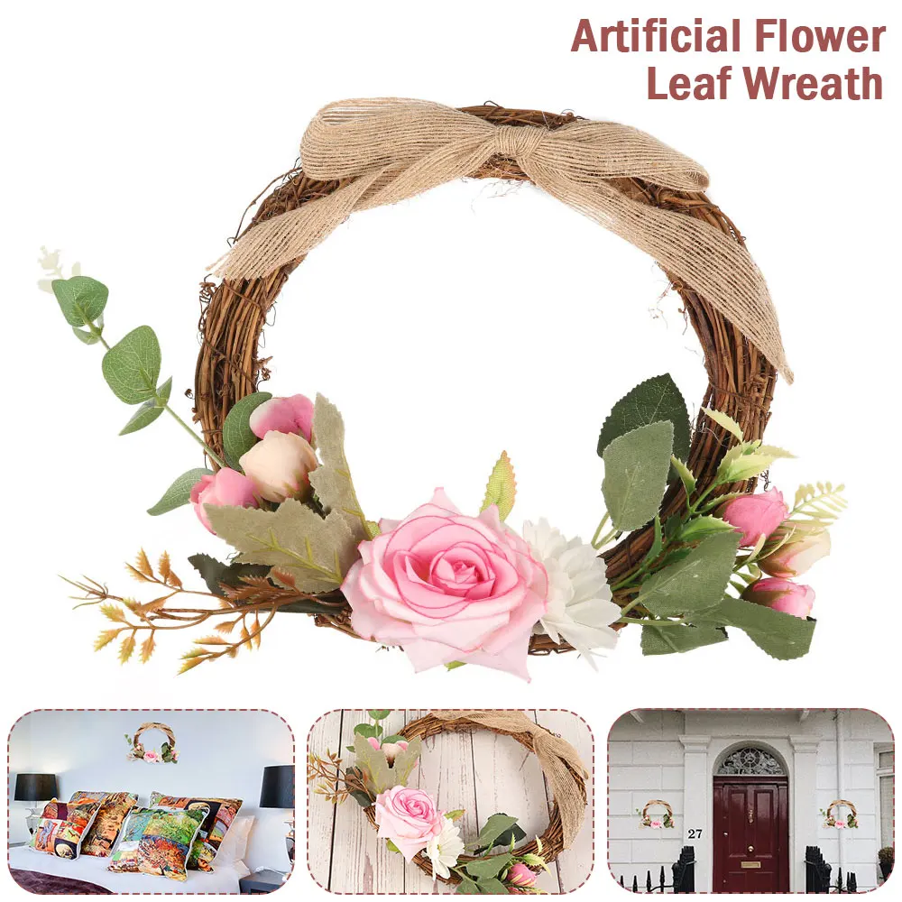 

Bamboo Ring Artificial Rose Flower Portable Garland Rustic Wedding Church Decor Hanging Rose Garland Wreath Hoop HomeDecorations