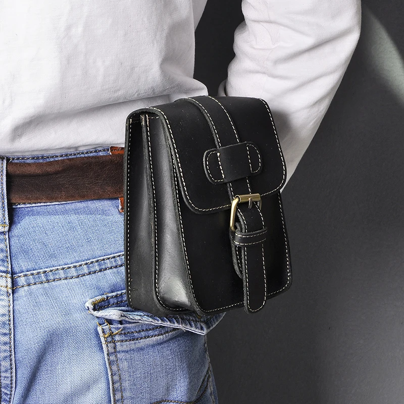 Дизайнерская мужская оригинальная маленькая летняя кожаная сумка для