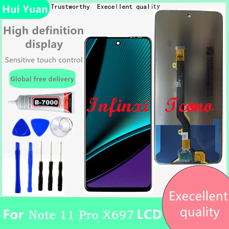 6.95&quot For Infinix Note 11 Pro X697 LCD Display Touch Screen Digitizer Assembly Repair Replacement Parts New Note11 | Мобильные